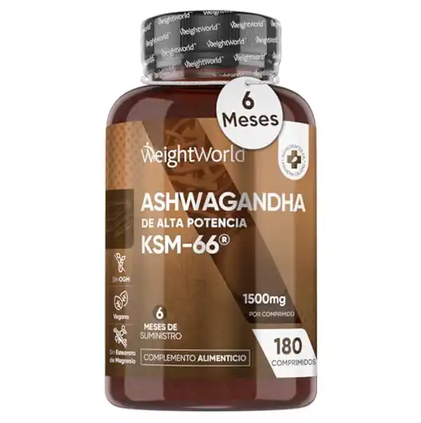 Ashwagandha KSM-66 1500mg de WeightWorld (180 Comprimidos Veganos)