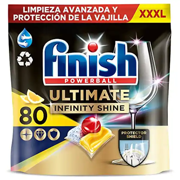 Finish Powerball Ultimate Infinity Shine, pack de 80 patillas para el lavavajillas