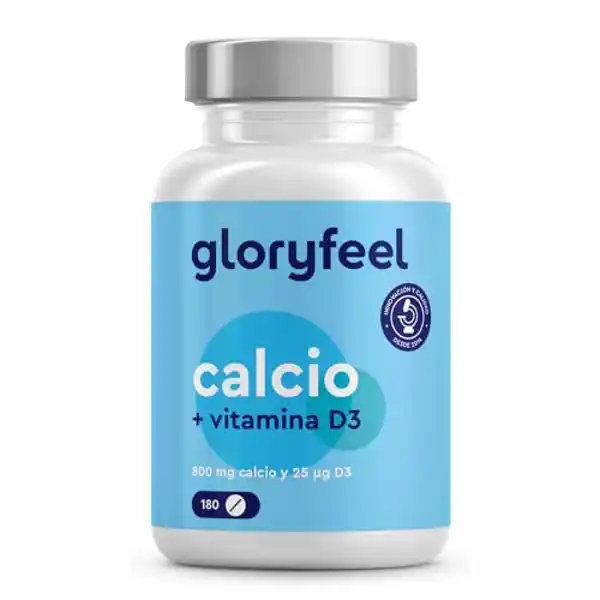 Gloryfeel, suplemento de calcio y vitamina D, 800mg de Carbonato de Calcio 