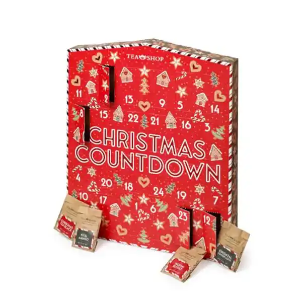 TEA SHOP Tea Advent Calendar, calendario adviento con 24 bolsitas de Infusiones y tés Variados