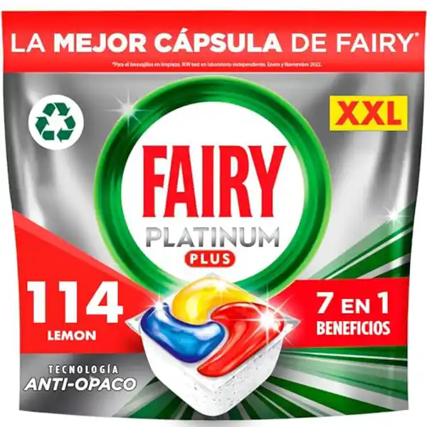 Cápsulas Fairy Platinum Plus XXL (114 cápsulas)