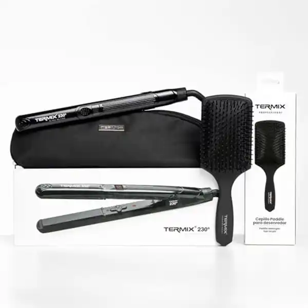 TERMIX, pack Plancha de Pelo Profesional 230º + Cepillo Paddle Brush