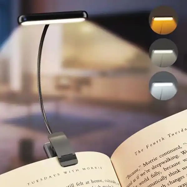 iFalarila, luz de lectura recargable, 12 LED para lLeer en la cama 360° 