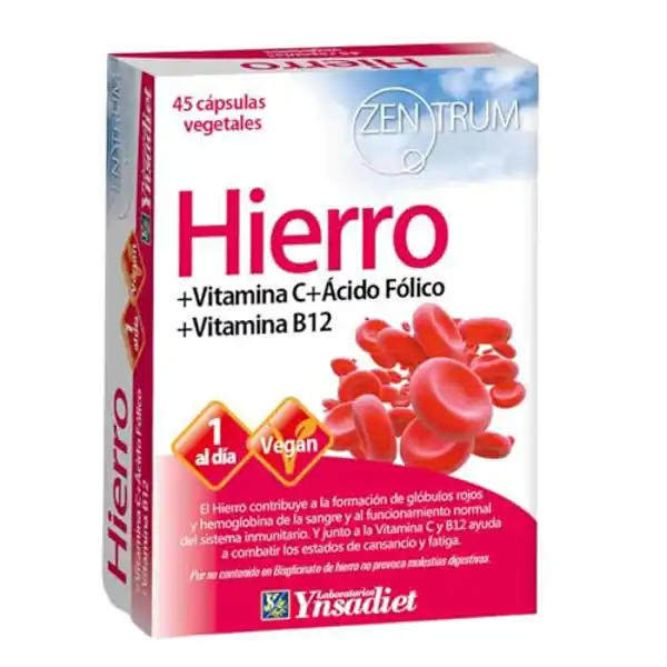 YNSADIET, suplemento de hierro + vitamina C + àcido fòlico + vitamina (45 cápsulas)