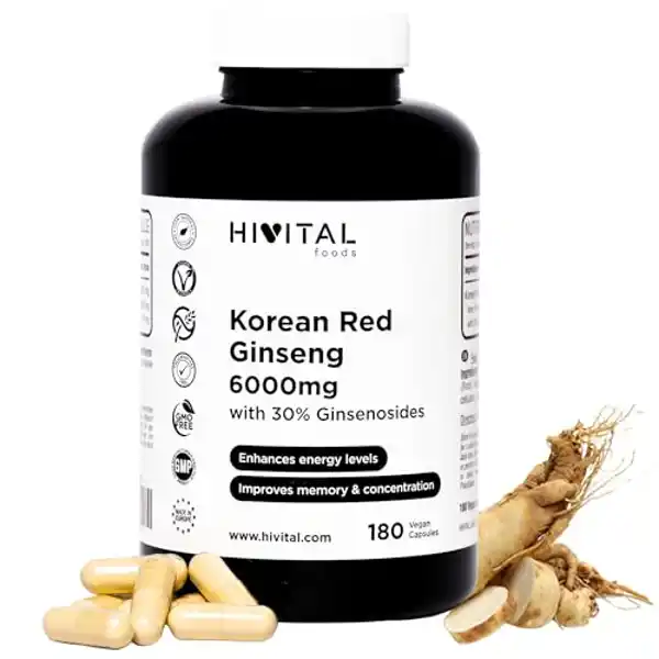 Hivital Foods Ginseng Rojo Coreano 6000 mg, 180 cápsulas