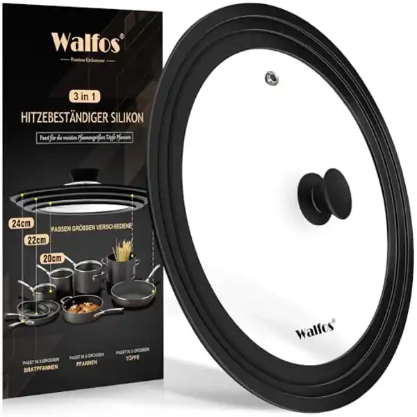 Walfos Tapa universal para sartenes u ollas de 20, 22 o 24 cm de diámetro 