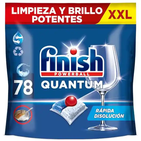 Finish Powerball Quantum, pack de 78 pastillas para lavavajillas