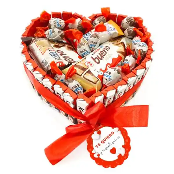 Cesta de chocolates Kinder en forma de corazón para San Valentín