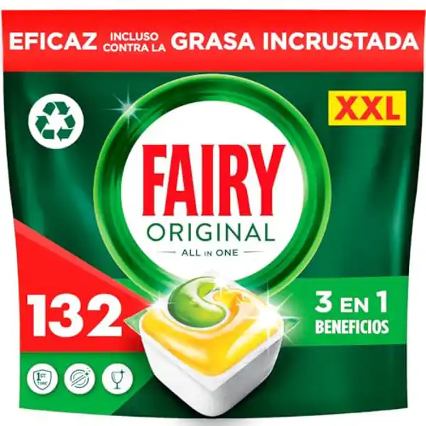 132 cápsulas Fairy Original Todo En Uno 