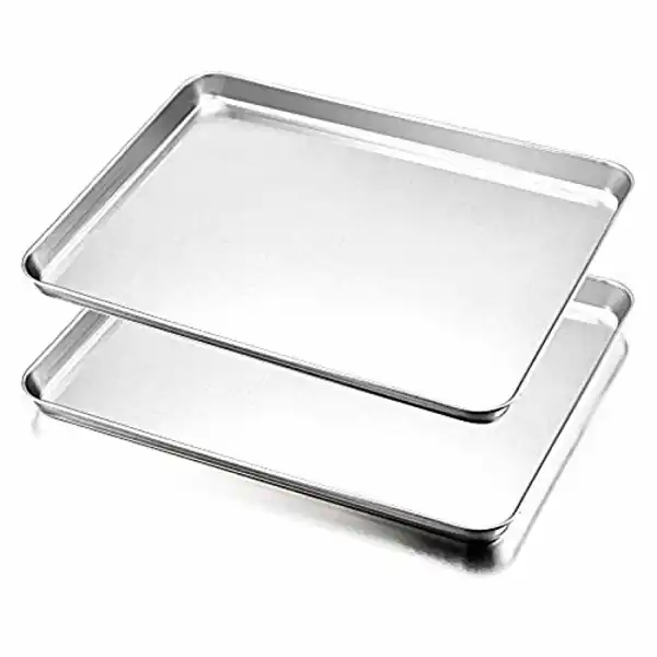 HaWare, juego de 2 bandejas para horno de acero inoxidable, 40 x 30 x 2,5 cm