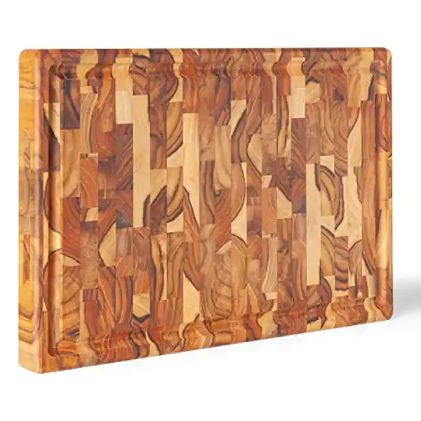 Tabla cortar de madera de teca resistente Erreke 44x29x3.2cm