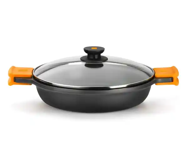 BRA Efficient - Cacerola baja con tapa de cristal y asas de silicona (16-40 cm) cm