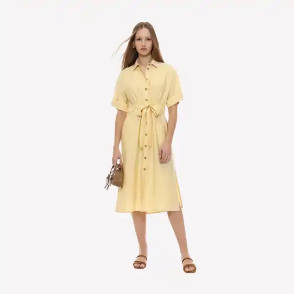 Vestido camisero midi amarillo