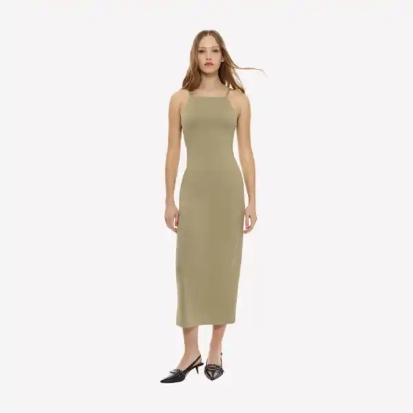 Vestido midi tirante fino