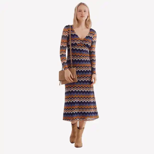 Vestido midi zigzag de crochet