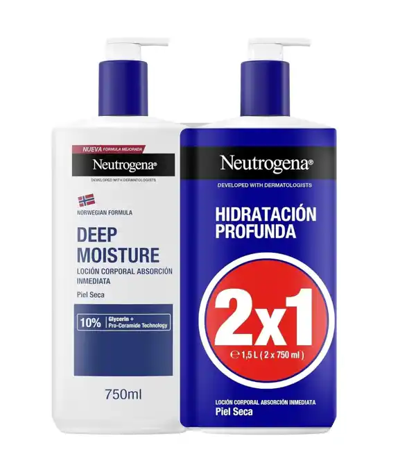 Neutrogena, loción corporal hidratación profunda (pack de 2 X 750 ml)