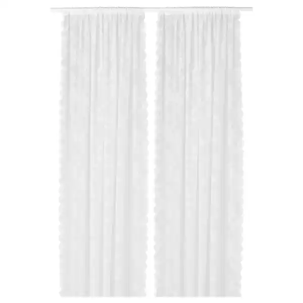 Cortinas con encaje floral (2 uds)
