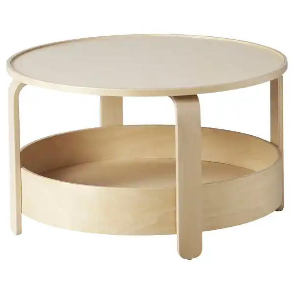 Mesa con almacenaje en abedul