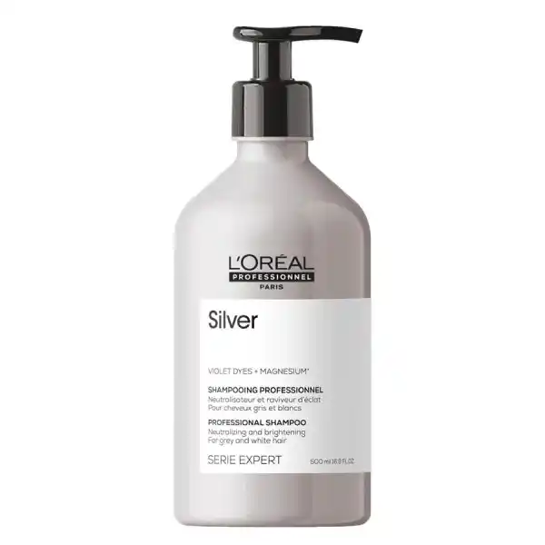 L'Oréal Professionnel, Champú Neutralizador para Pelo Gris, Blanco o Rubio Claro, Silver, 500 ml