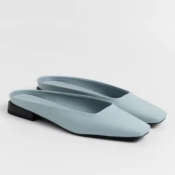 Mules de mujer con punta cuadrada y tacón bajo cuadrado