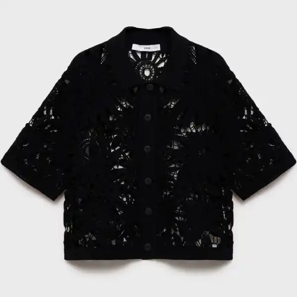Blusa crochet de manga corta