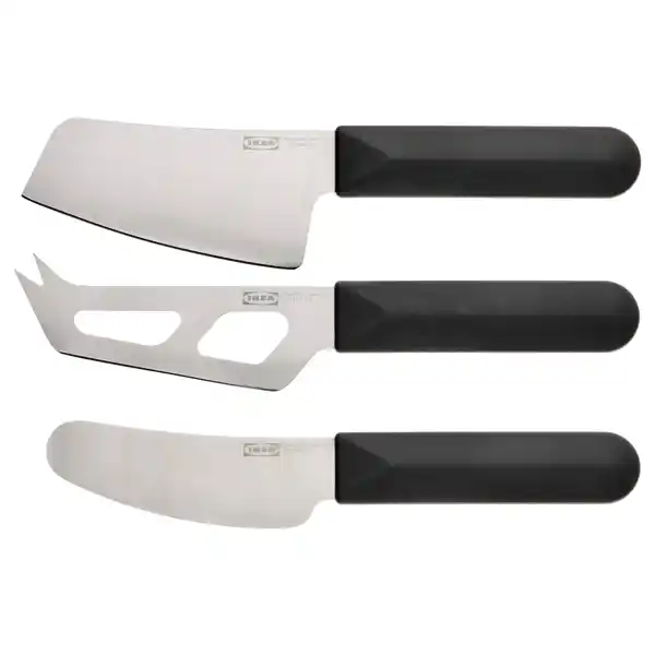 SKÄRLÅNGA Cuchillo de queso, juego de 3 - acero inoxidable/negro