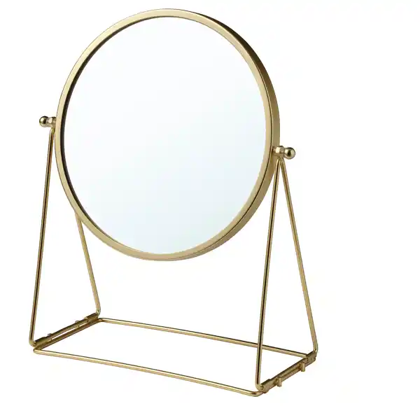 LASSBYN, espejo de mesa dorado 17 cm