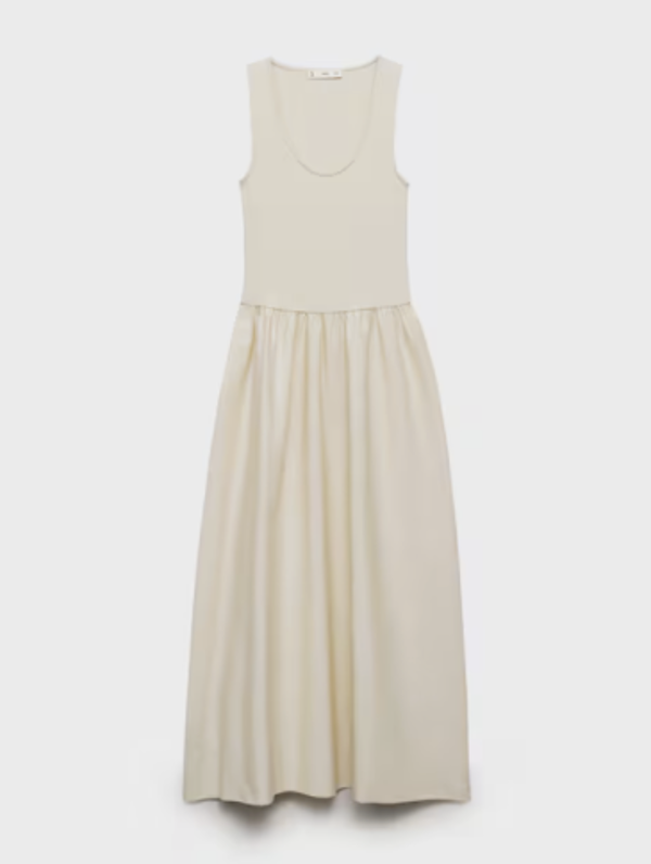 Vestido evasé tejido combinado