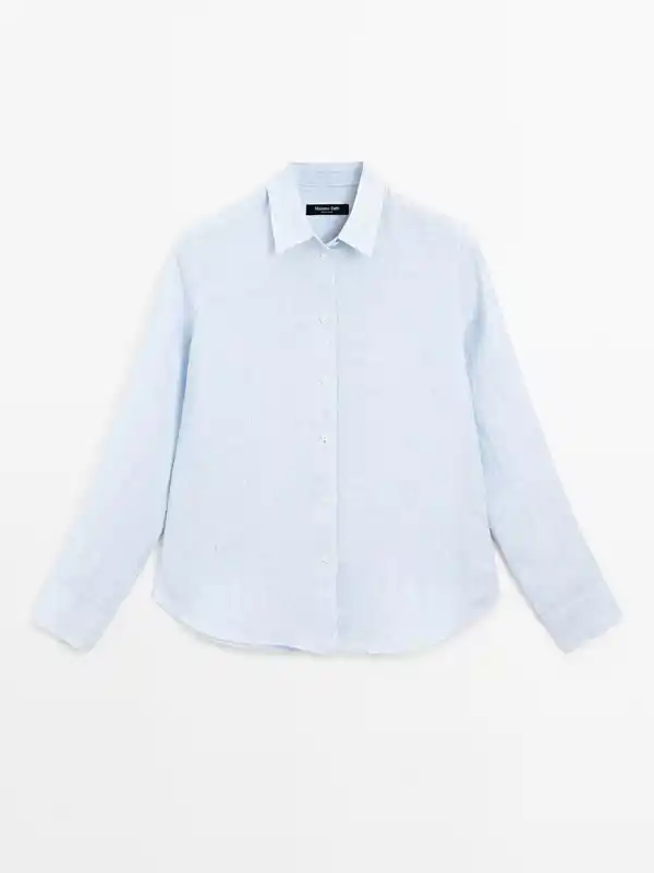 Camisa fluida rayas lino de Massimo Dutti