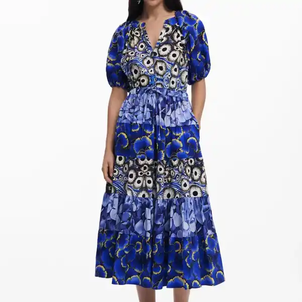 Vestido camisero con mangas abullonada de Desigual