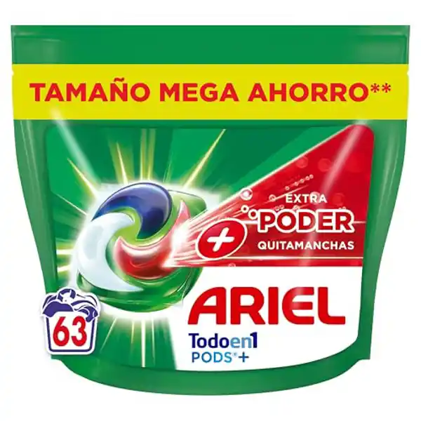 Ariel PODS Todo en 1, 63 cápsulas para lavadora