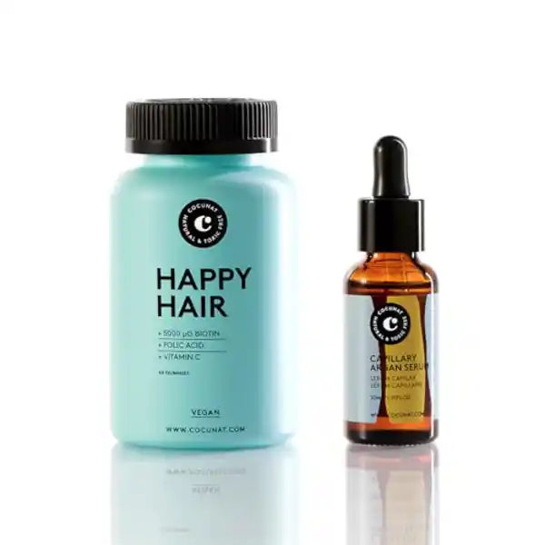 COCUNAT - Happy Hair + Serum Capilar - Vitaminas capilares + Aceite Reparador Natural - Combinación 