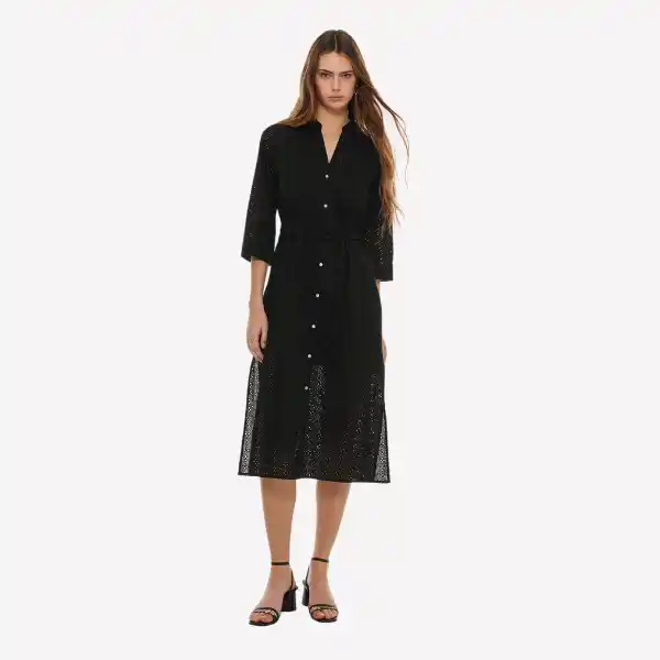 Vestido camisero bordado suizo