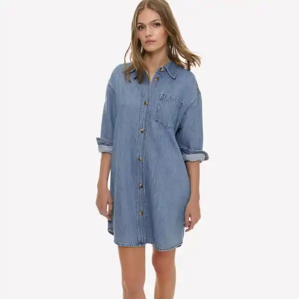 Vestido denim camisero ligero