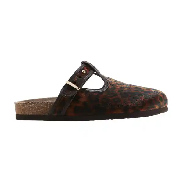 Zuecos tipo Birkenstock estampado leopardo