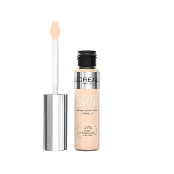 L'Oréal Paris Sérum Corrector Iluminador, Cobertura Media, Acabado Radiante, con 1,5% Ácido Hialurón
