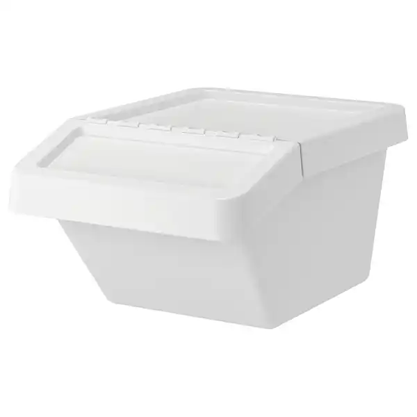 IKEA - SORTERA Cubo de basura con tapa - blanco 37 l