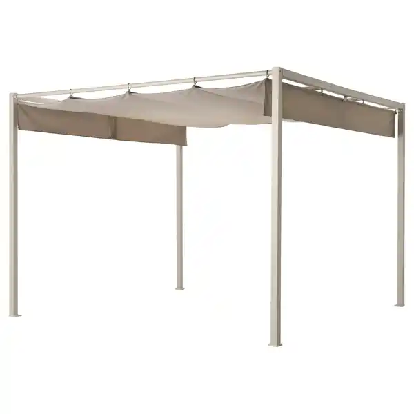 Pérgola cenador acero con dosel en poliéster (300x300 cm)