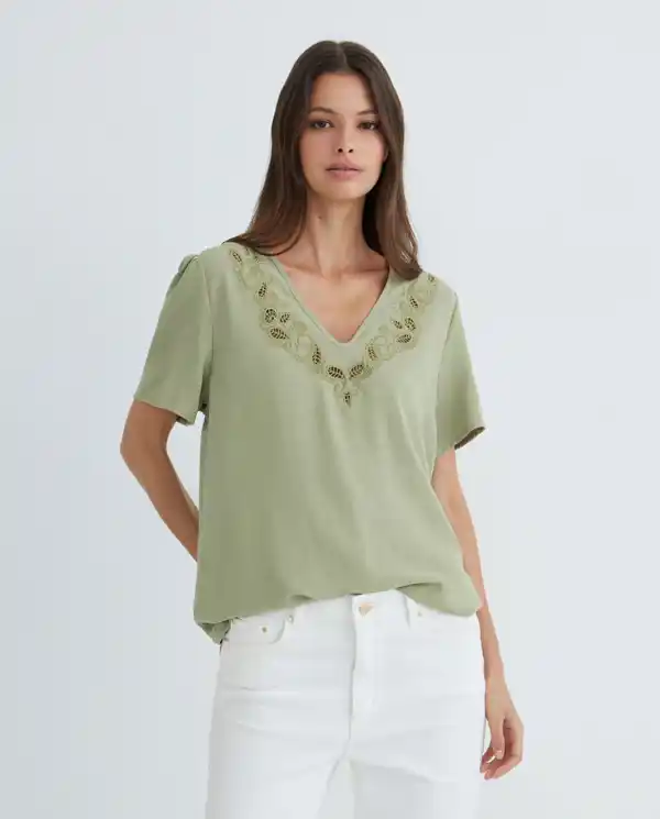 Blusa de mujer lisa manga corta Zermatt