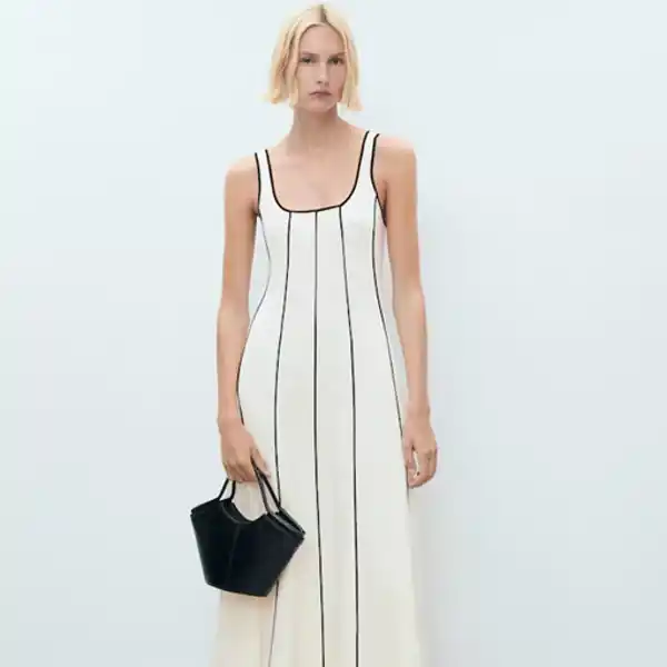 Vestido con rayas verticales de Mango