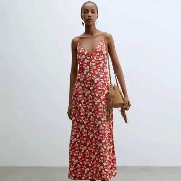 Vestido de tirantes estampado coral Sfera