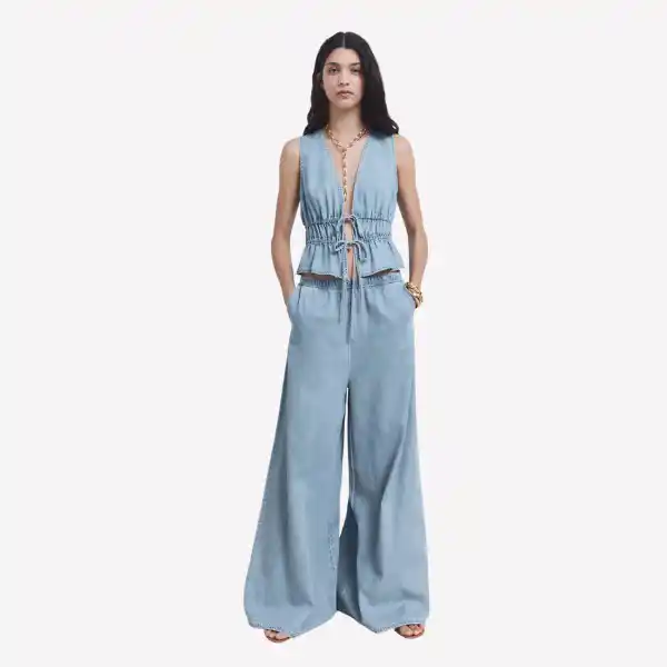 Pantalón palazzo tipo jeans lyocell