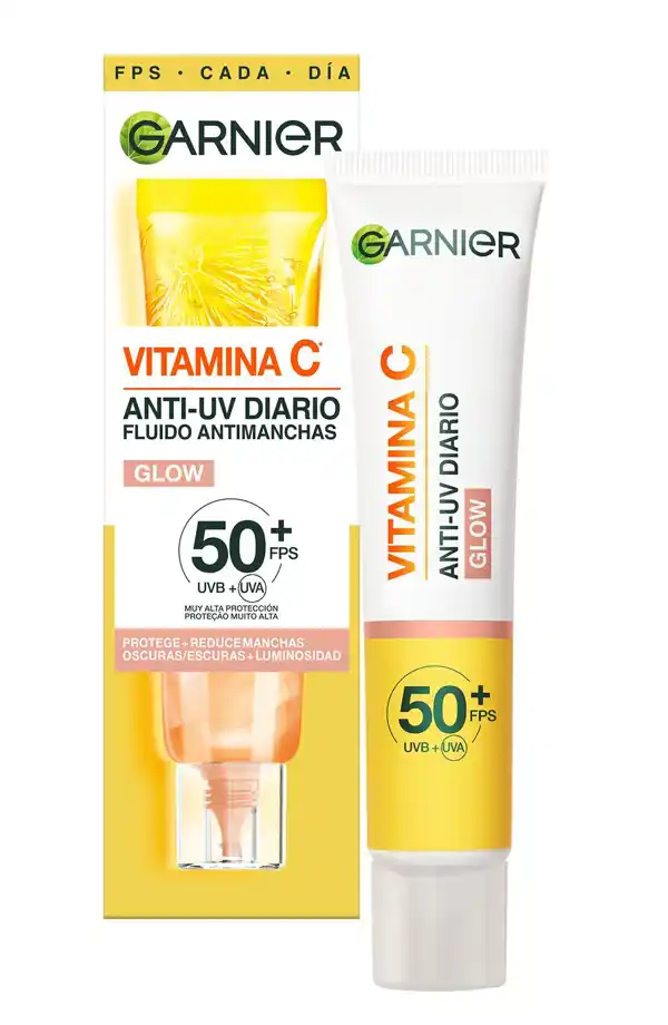Garnier - Vitamina C Fluido Antimanchas Anti-UV Diario Efecto Glow FPS50+