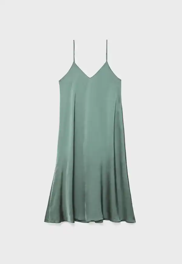 Stradivarius Vestido largo fluido satinado