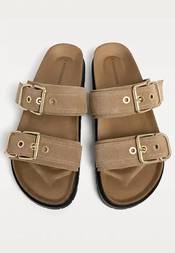 Stradivarius - Sandalias planas piel