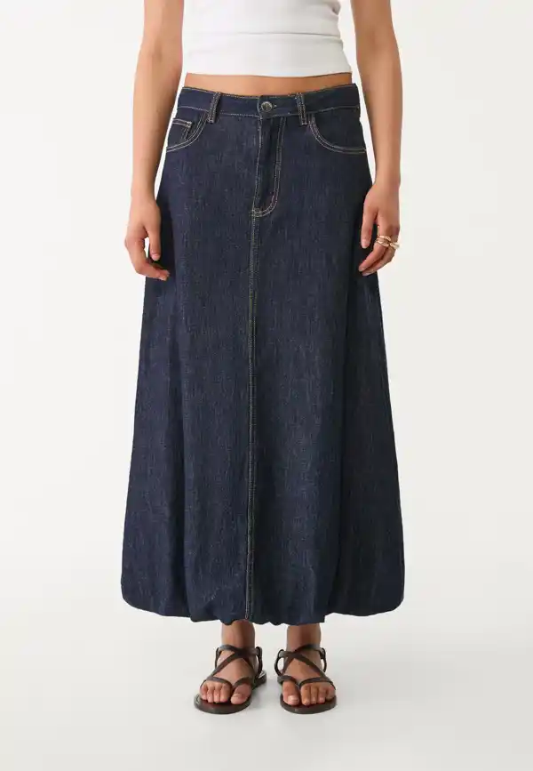 Falda larga denim balloon