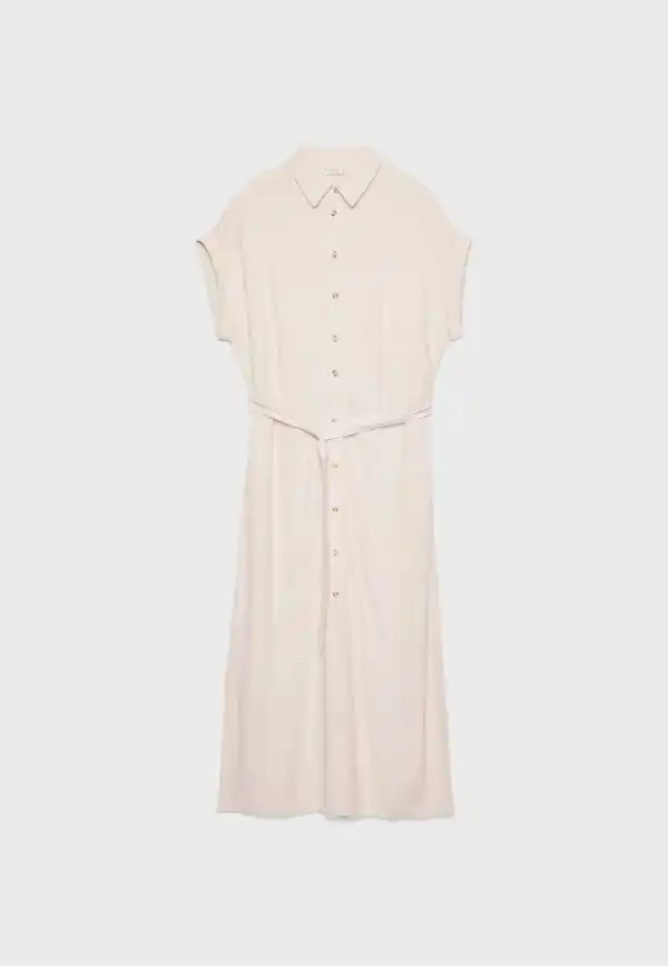 Vestido midi camisero con lino