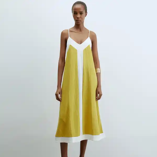 Vestido mostaza de El Corte Inglés