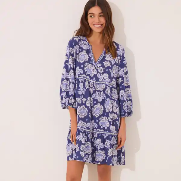 Camisola print flores azul