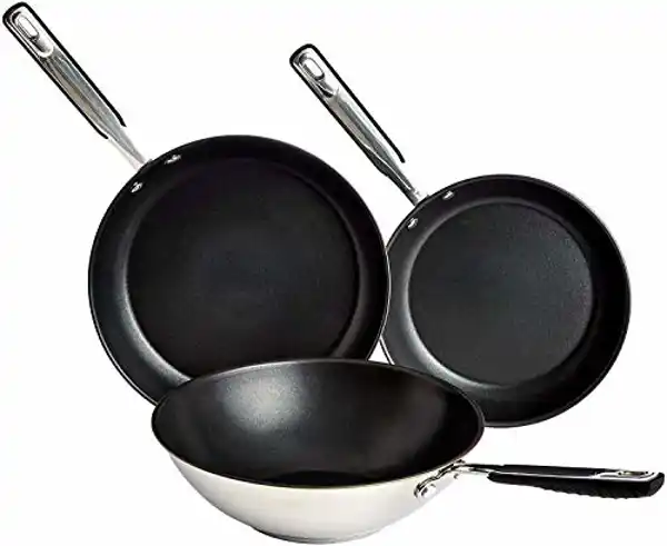 Juego de 3 sartenes en acero inox (24, 28 y 28 cm)